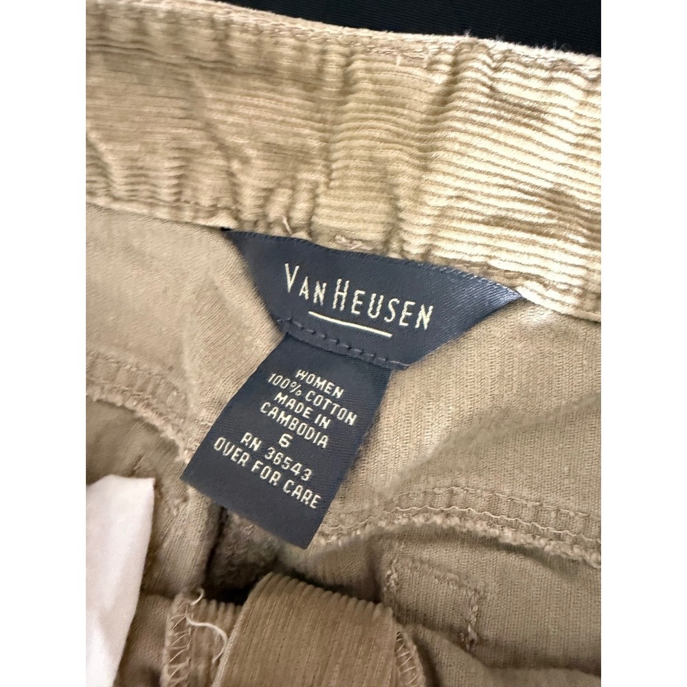 Van Heusen Corduroy Pants 6 Tan Excellent Wide Leg Cotton‎ Trousers Casual Work - Picture 2 of 3
